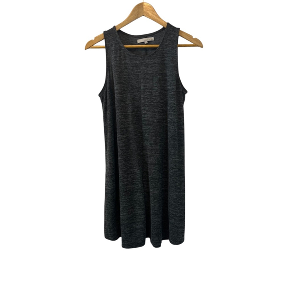 MONK & LOU Heathered Grey Sleeveless Stretch Crew Neck Knee Length Dress M - Picture 1 of 8